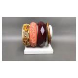 Celluloid, Carved Marbled Plastic & Vtg Bracelets