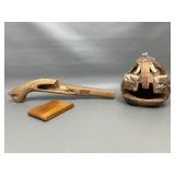 Vintage Hand Carved Wooden Cigarette Case & More