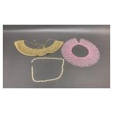 Vtg Crochet Handmade Beaded Bib Necklaces & More