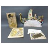Antique Victorian Valentine, Box & Ephemera