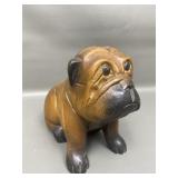 Carved Wooden Bull Dog Figurine Sculpture