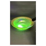 North Wood Glass Vaseline Uranium Gold Banded Bowl