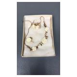 Celluloid Rose 12k Gold Filled Necklace Set