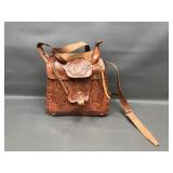 Mexico Made Molded Leather Saddle Purse Bag