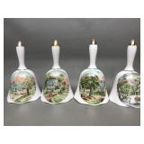 Vintage Currier & Ives Porcelain Bells