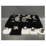 Vintage - Modern Silver Tone Costume Jewelry Rings