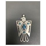 Thunderbird Turquoise Pendant Bell Nickle Silver