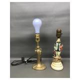 Antique Chalkware & Vintage Art Nouveau Style Lamp