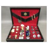 Vintage Men's Jewelry Box W Cufflinks & More