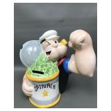 Ceramic Popeye The Sailor Bank W Chip On Can