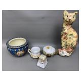 Floral Decoupage Cat, Inarco Tea Cup & Fine China