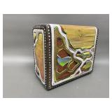 Signed Handpainted Wooden Artisan Decor Piece