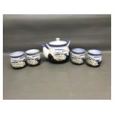 Vintage Otagiri Japanese Stonewear Teapot & Cups