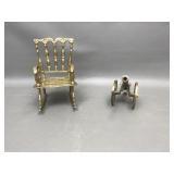 Brass Canon & Rocking Chair Sculptures