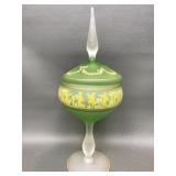 Vintage Frosted Glass Lidded Candy Pot Dish