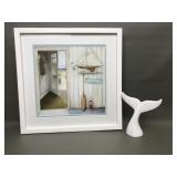Decorative Coastal Scene Wall Art & Resin Tail Fin