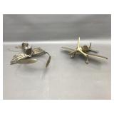 Vintage Brass Lobster & Airplane Sculptures