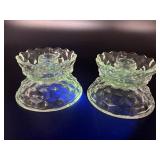Manganese Glow Vintage Glass Candlestick Holders