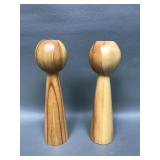 Mcm Wooden Candle Stick Holders
