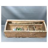 Primitive Wooden Tool Caddy Box W Vintage Solder