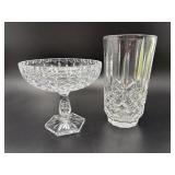 Heavy Crystal Pedestal Standing Bowl & Vase