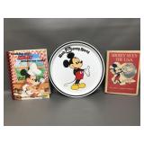 Mickey Mouse Disney World Tray, Cook Book & Vtg