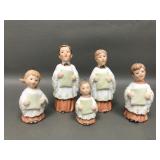 1980's Enesco Mini Porcleain Bisque Choir Family