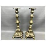 Antique Brass Art Nouveau Candle Sticks Marked