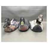 Vtg 2 Plastic & 1 Carved Wooden Duck Decoys
