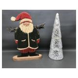 Folk Art Wooden Santa & Biedermann Mosaic Tree