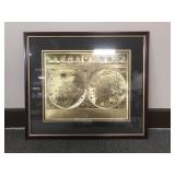 Vintage Gold Foil Reproduction Map Wall Art Piece