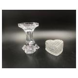 Miller Rogaska Crystal Candle Holder & Glass Heart