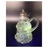 Antique Manganese Glow Syrup Glass Pitcher