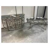 Wrought Iron Console Table W Built In Wine Rack &