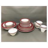 Vintage Red Banded Pyrex Glass Serveware
