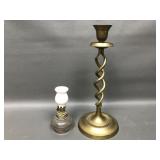 Vapo Cresolene Lamp & Brass Swirl Candle Stick