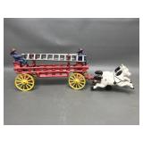 Vintage Cast Iron Horse Drawn Fire Wagon