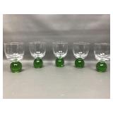 Mid Century Modern Emerald Green Sphere Glasses