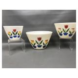 Vintage Fire King Tulip 3 Piece Milk Glass Bowls