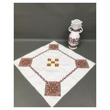 Ukrainan Art Bud Vase Marusia & Embroidery Piece