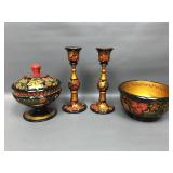 Elaborate Hand Painted Russian Wooden Decor