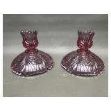 Fenton Art Glass Dusty Rose Candle Stick Holders