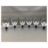 Blue Stem Swirled Water Glass Goblets