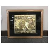 Vintage Gold Foil Reproduction Map Wall Art Piece