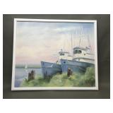 Sailing Landscape Painting Signed Langlais