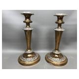 Heavy Copper Tone & Silver Plated Ornate Candle