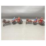 Vintage Cast Iron Fireman Horse Drawn Fire Engine