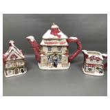 Fitz & Floyd Christmas Tree Ceramic Teapot Set