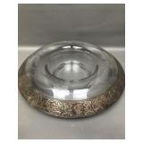 Vintage Heisey Glass Console Bowl Sterling Overlay