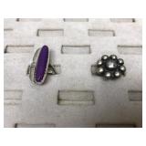 Artisan Vintage Costume Jewelry Rings One Signed